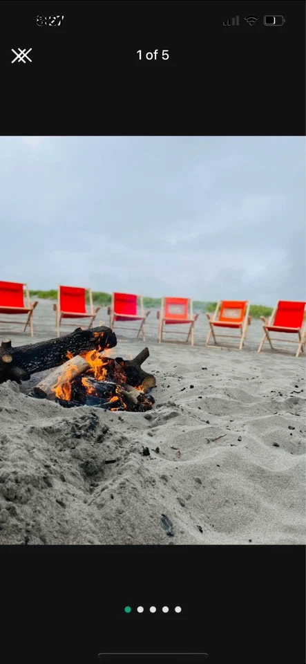 Silla de Playa Plegable Roja con Marco de Madera Cómoda Asientos Exterior Foto 3 de 4