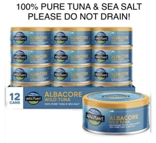 12 Wild Planet ALBACORE WILD TUNA & Sea Salt Only! NO FILLERS Pole & Line Caught