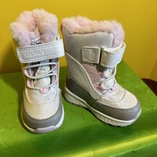 Carter's Uphill Winter Snow Boot, Cream/Pink With Heart Dots Toddler Size 4