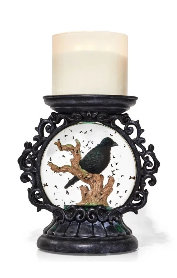 Suporte de vela BATH & BODY WORKS Halloween RAVEN globo de água iluminado 3 pavios novo com etiquetas - Imagem 2 de 2