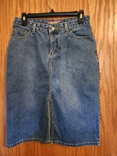 Vintage No Excuses Blue Jean Skirt With Front Split And Back Pockets Size 7