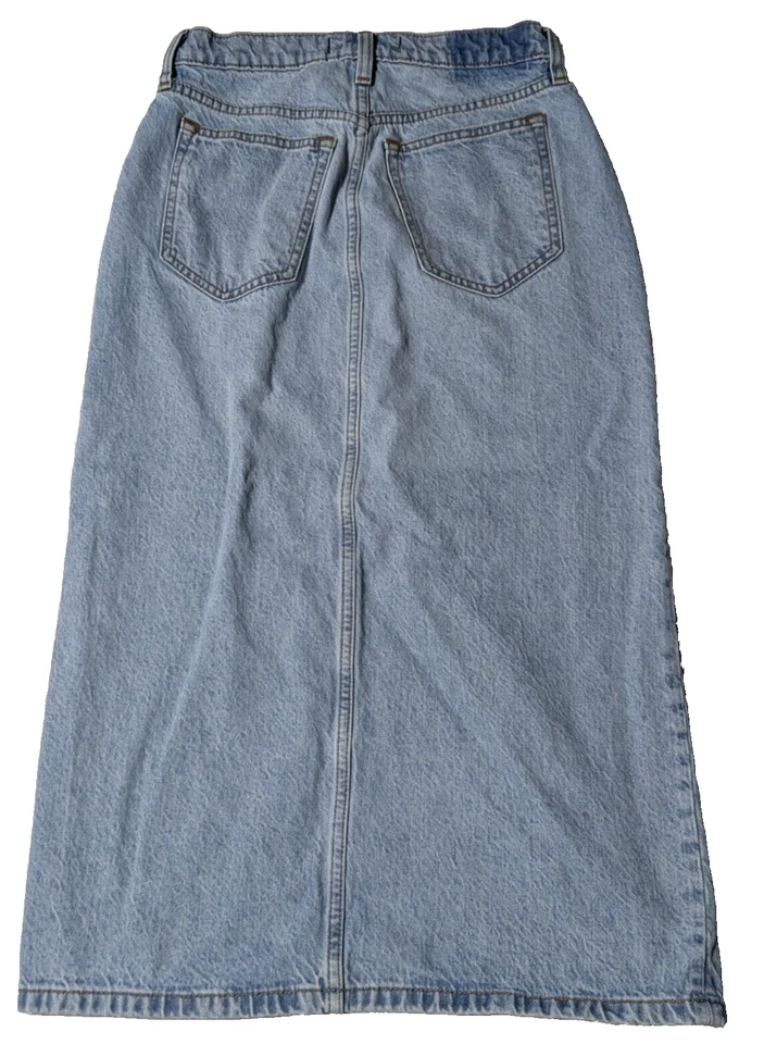 ABERCROMBIE & FITCH HIGH RISE - Falda vaquera lyocell de algodón con abertura frontal 26/2 para mujer Foto 2 de 4