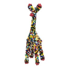 African Whimsical Color Seed Beaded Wire Giraffe Figurine Miniature