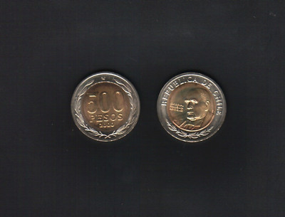 Chile 500 Pesos KM-235 2000 x 1 Pc UNC Bimetal S.America Currency Millenium COIN