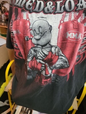 Vintage Popeye Armed & Loaded MMA Fighter T-Shirt / Men's Large