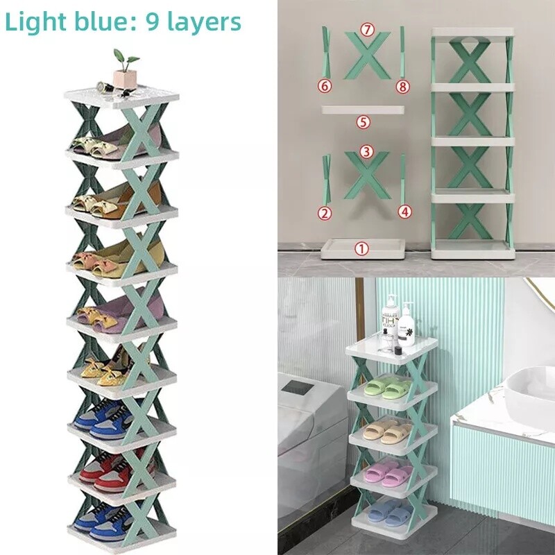 9-Tier Shoe Rack Storage Organizer Small Shoe Rack Narrow DIY Adjust ...