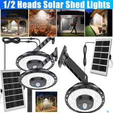 Double/Single Head Solar Power Pendant Light Motion Outdoor Hanging Lamp 5 Modes