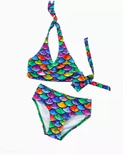 Sun Tail  Mermaid Scale Bikini Bathing Suit 2 piece set (Hawaiian Rainbow)