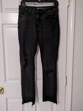 Levi's Bold Curve Classic Rise Shredded Size 4 Black Women's Jeans Slim Leg