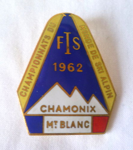 BROCHE ANCIENNE AUGIS CHAMPIONNAT DU MONDE DE SKI ALPIN CHAMONIX Mt BLANC 1962 - Photo 4/5