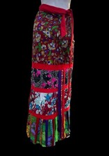 Vintage 70s Maxi Skirt GIORGIO SANT ANGELO floral Polyester Patchwork Ribbons