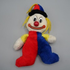 Vintage 80s Primary Colors Clown Plush Bright Colors Hard Nose 10 inches