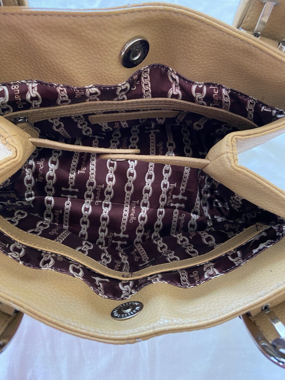 Tignanello Soft Pebbled Leather Small Satchel Handbag Purse Tote 2 Handles image 6