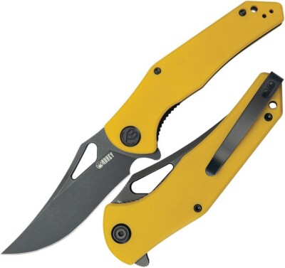 Kubey Phemius Folding Knife 3.63'' 14C28N Sandvik Steel Blade Yellow G10 Handle