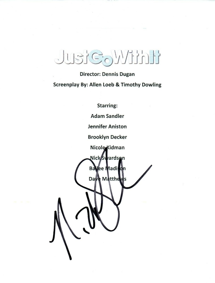 Nick Swardson Just Go With It Signed Script COA Cover Sheet COA