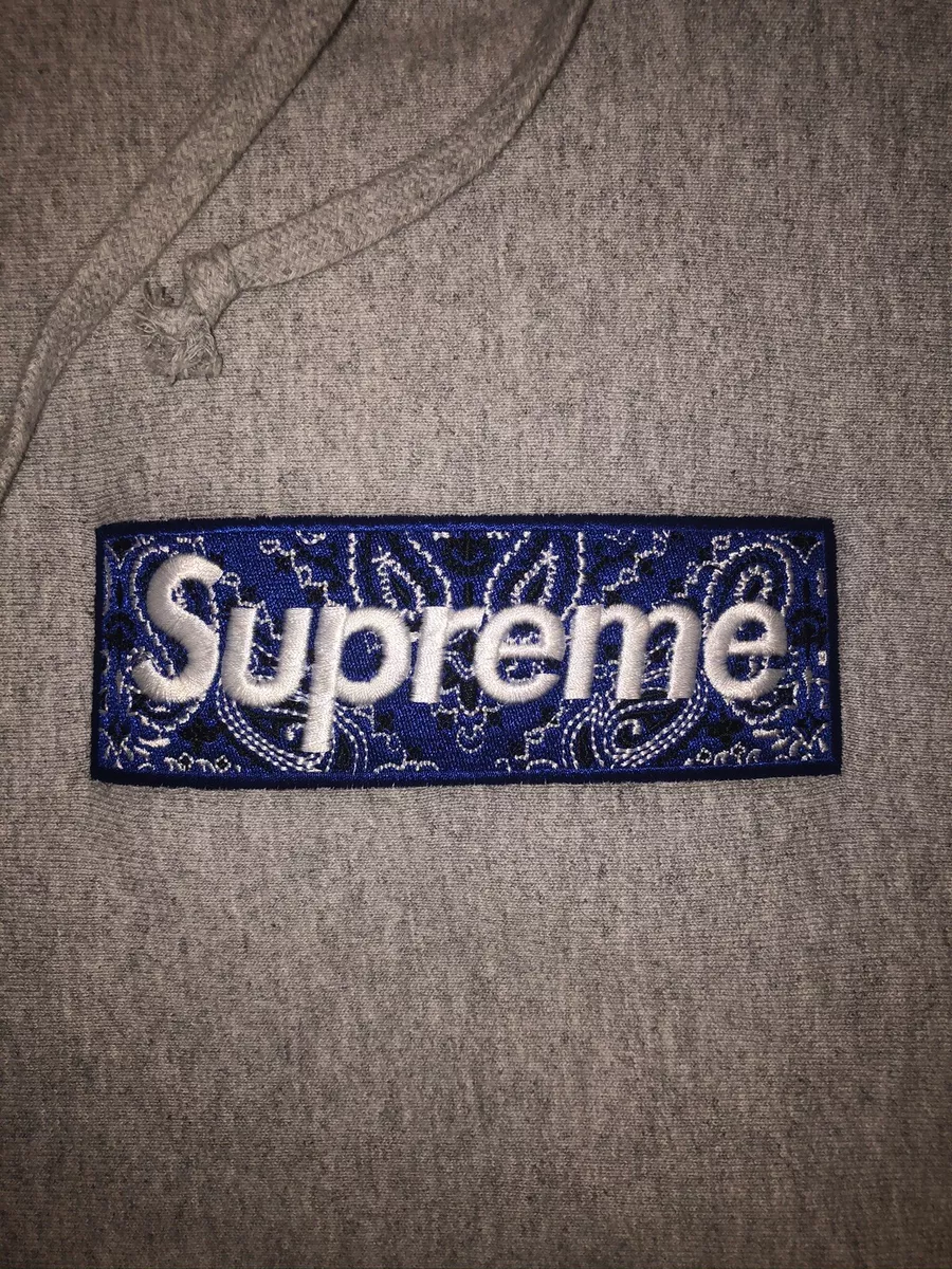 Supreme Bandana Box Logo Hoodie FW19 Light Baby Blue Size Xlarge