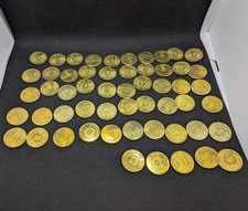 Vintage Cargill 55 Pieces of Eight 8 Gold Casino Tokens in Drawstring Pouch Bag