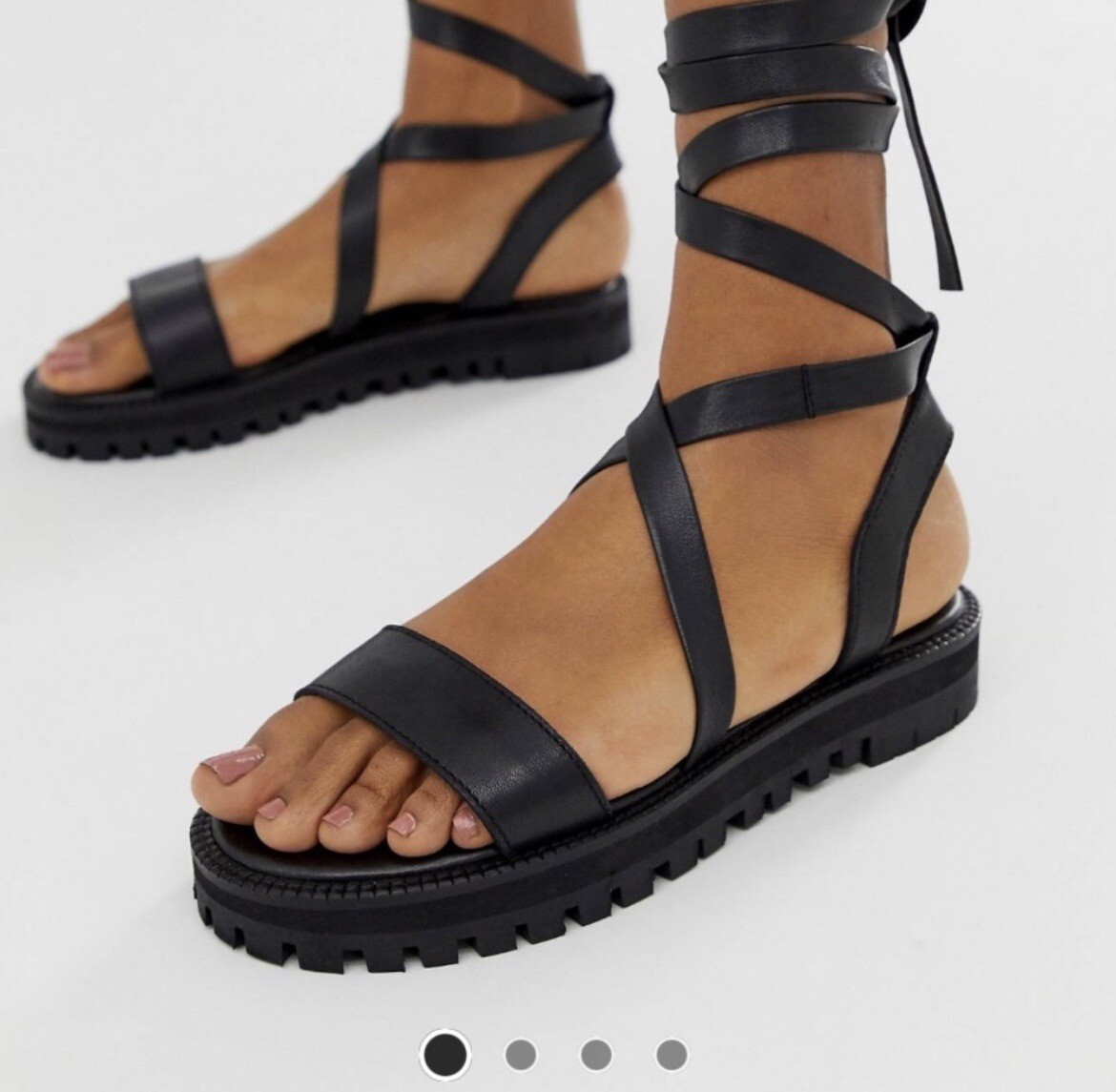 Asos Black Lug Sole Lace Up Gladiator Sandals Sz 7 | eBay