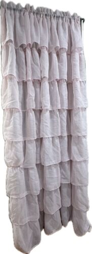 Shabby Chic Pink Ruffled Window Curtain Panel 60" x 84" (2 piece) - Picture 1 of 5