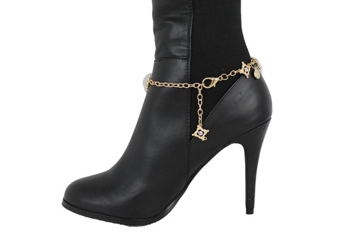 New Women Boot Bracelet Gold Metal Chain Happy Mini Shoe Charm Bling Silver Bead - 第 6/12 張圖片