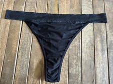 Vtg Exofficio XL 16/18 Black Bikini Thing Panties W Lace Trim