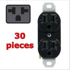 30 Pieces 120/240V 20A-Universal Duplex Outlet Black