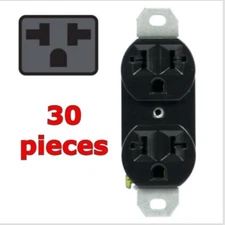 ( 30 Pieces ) 120/240V 20A-Universal Duplex Outlet Black