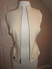 SLEEVELESS TOP / VEST - Jenne Maag - Cream - Zipper - Sz Small