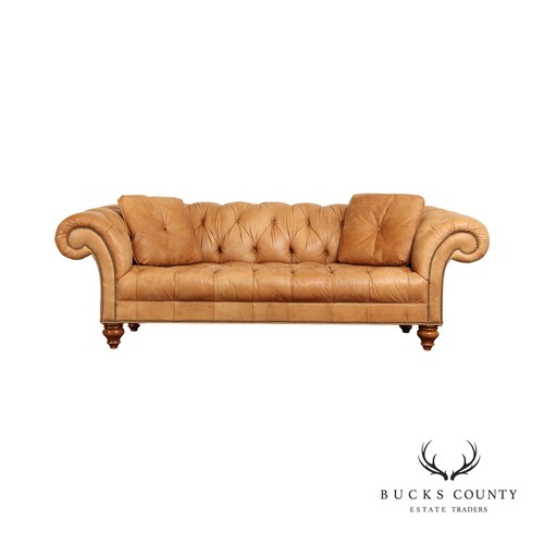 Hickory Chair Chesterfield Style Brown Leather Sofa eBay