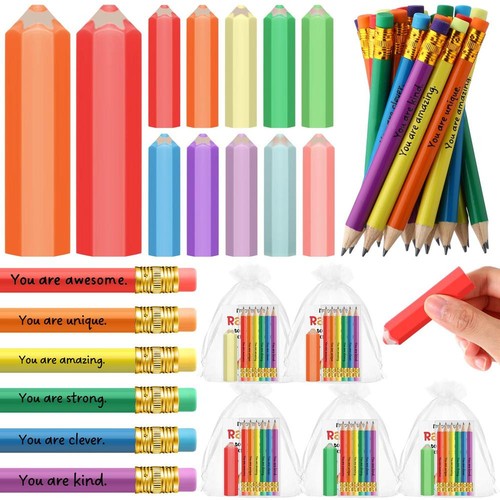Dunzoom 20 Set Welcome Back to School Gifts Rainbow Pencils & Erasers ...