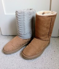 UGG Tularosa Chestnut Boots, Removable Cable Knit 3178