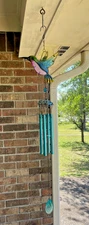 Stained Glass Metal Hummingbird Wind Chimes