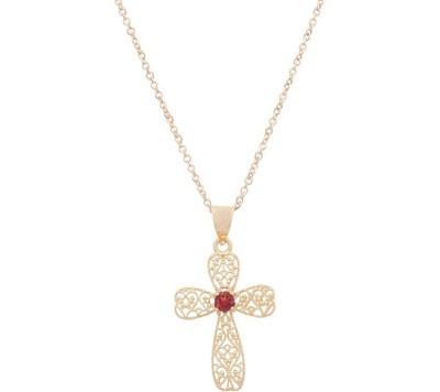 Adi Paz 14K Gold Gemstone Cross Pendant w/ 18'' Chain