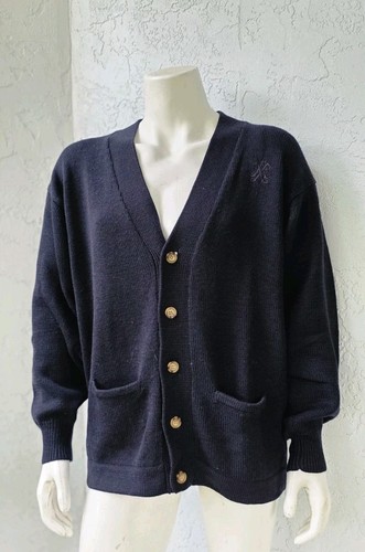 Abercrombie & Fitch, True Vintage 1980s Abercrombie & Fitch Navy Pure Wool Cardigan Sweater Men's XL