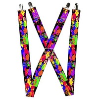 Buckle-Down Suspenders, Paint Splatter Black Neon 1.5-Inch Wide Regu (Us Import)