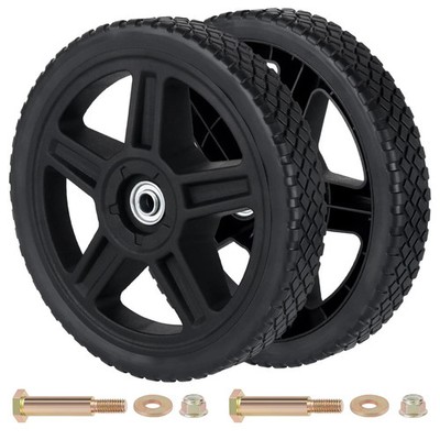 CheeMuii 10 Inch Lawn Mower Wheels 2 Pack 10'' Push 10 Inch, Black-2Pack