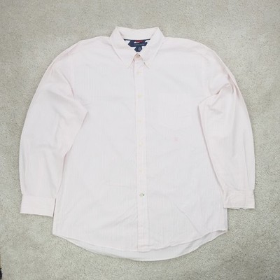 Tommy Hilfiger Hemd Herren XL rosa weiß gestreift Baumwolle Button Down Preppy Smart