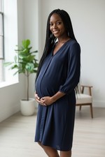 Pea in the Pod Maternity Dress Size S Navy Blue Sleeveless Stretch Pregnancy