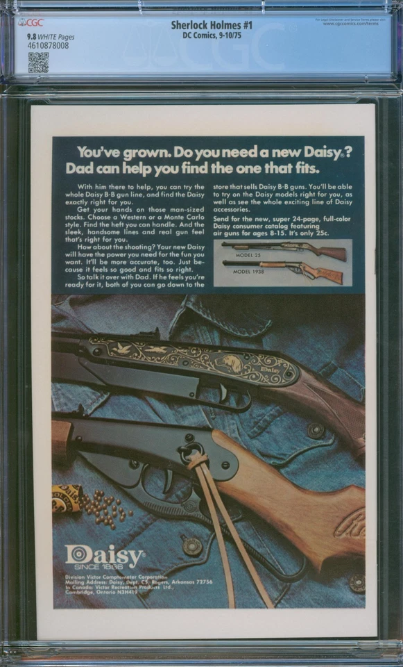 Sherlock Holmes #1 (1975) 🌟 CGC 9,8 páginas blancas 🌟 ¡Raro en grado! DC Comic Foto 2 de 2
