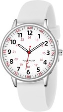 Nurse Watch for Women Waterproof Analog Silicone with Second Hand White