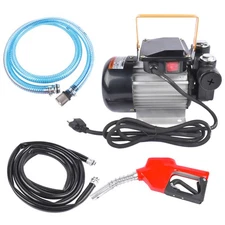 Diesel Oil Fuel Transfer Pump + Refueling Gun + Hose Kit Self Priming 20-60L/Min