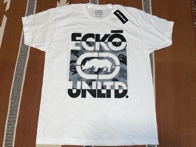 NWT Ecko Unltd Men's T-Shirt Graffiti Logo Y2k Short Sleeve Tee Size L White