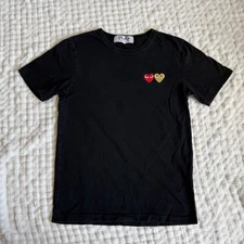 Comme Des Garcons Play Shirt Women Large Black Red Heart Logo Made Japan Cotton