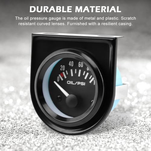 JIANWEI 2" 52mm Oil Pressure Gauge 0-100 PSI DC12V Press Gauge White Light