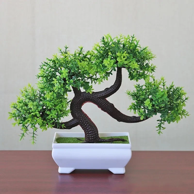 Bonsai artificial realista árbol rosa flor de cerezo maceta decoración Foto 2 de 4