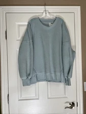 So Good For Life Oversized Sherpa Fleece Sweatshirt Size L In Light Blue