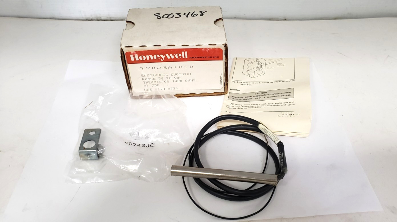 HONEYWELL T7022A1010 ELECTRONIC RETURN AIR TEMP SENSOR, 50-90F RANGE, NIB