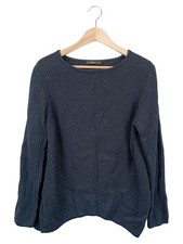 CECIL Damen Pullover Gr. 40/L Blau Meliert Strukturmuster Langarm Casual