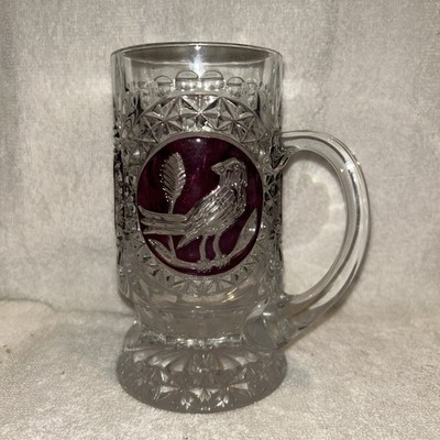 Vintage!  Hofbauer 24% Lead Crystal Mug Ruby Red Birds Germany