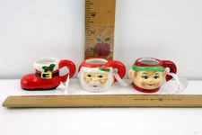 Mr. Christmas Nostalgic Mini Mug Ceramic Ornament Lot Retro Santa,Stocking & Elf